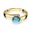 Zaręczynowy pierścionek z Topazem 0,50ct i brylantami żółte złoto próby 585